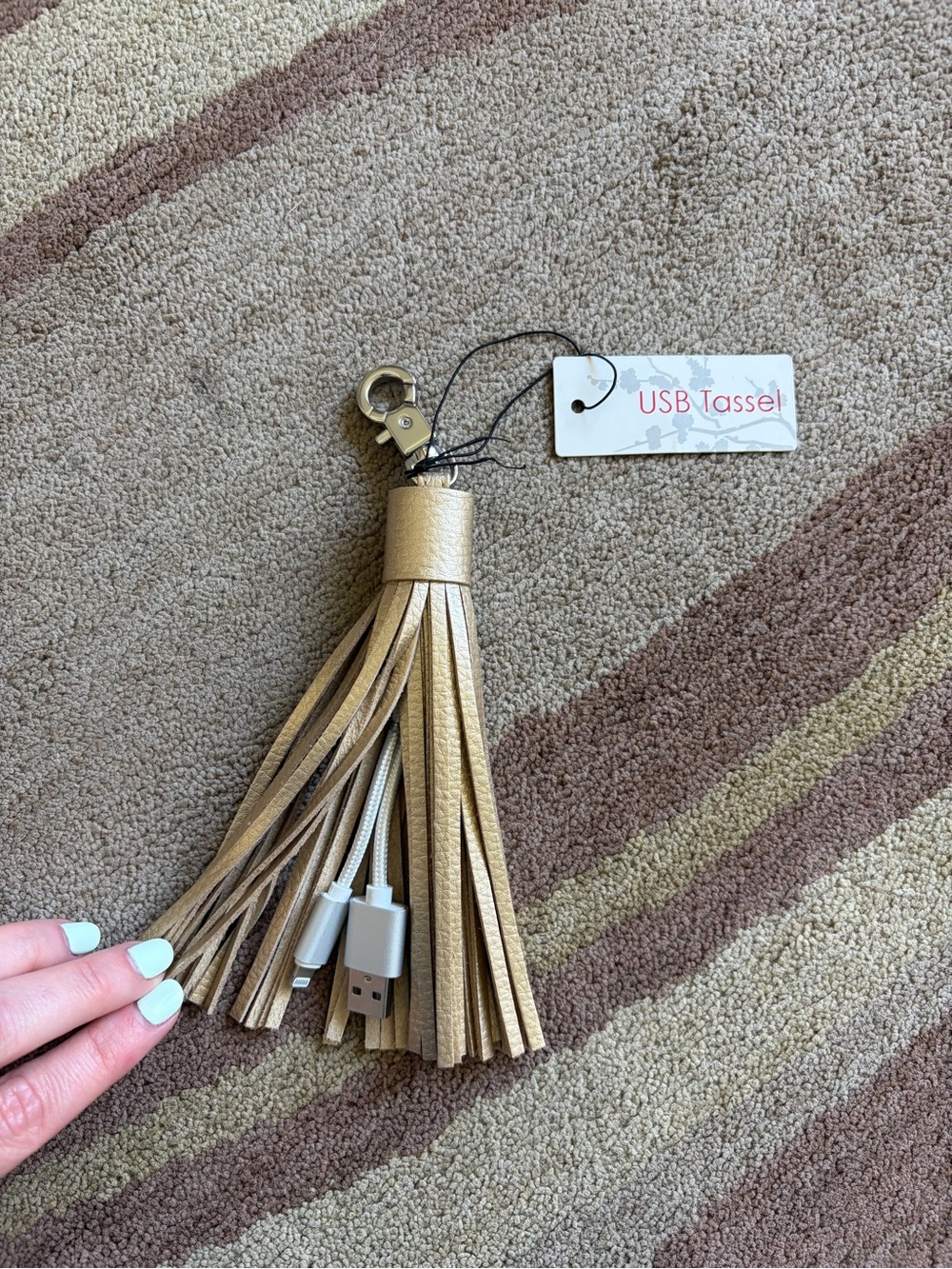 New Gold USB Tassel Keychain